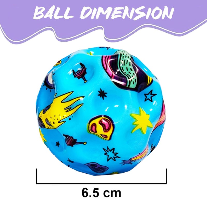 vGRASSP Super Bouncy Rubber Moon Ball Toy for Kids and Adults with Craters - High Bounce, Textured Grip, Perfect for Playtime Fun - Return Gift Foam Ball (Pack of 12) Multicolor - Image 3