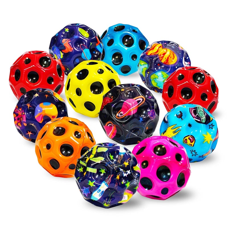 vGRASSP Super Bouncy Rubber Moon Ball Toy for Kids and Adults with Craters - High Bounce, Textured Grip, Perfect for Playtime Fun - Return Gift Foam Ball (Pack of 12) Multicolor - Image 1