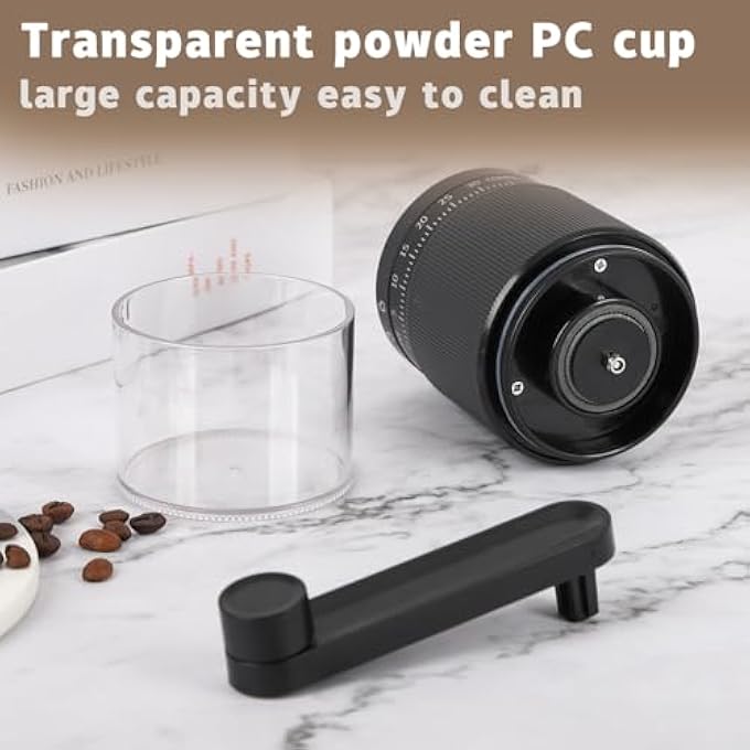 Khazna Manual Coffee Grinder With Ceramic Burrs Adjustable Grinding From Coarse To Fine For Espresso And French Press Capacity With Detachable Handle Portable For Camping And Home Use Black - Image 3