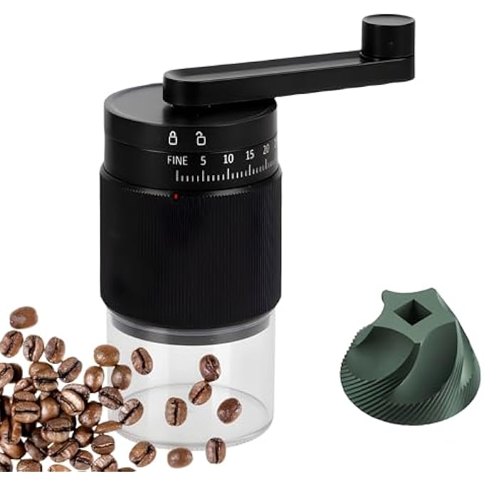 Khazna Manual Coffee Grinder With Ceramic Burrs Adjustable Grinding From Coarse To Fine For Espresso And French Press Capacity With Detachable Handle Portable For Camping And Home Use Black - Image 1