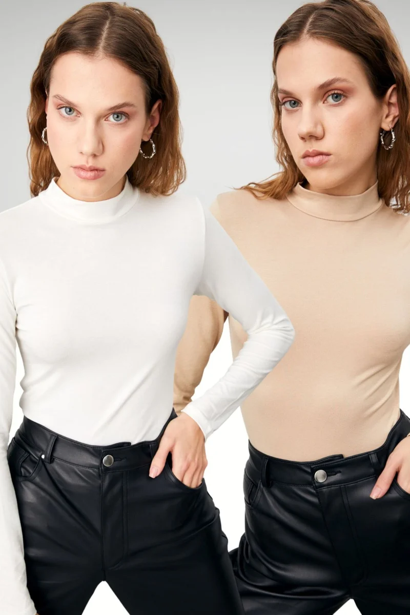 بيبانتولون BIPANTOLON Women's 2-Pack Slim Fit Bodysuits