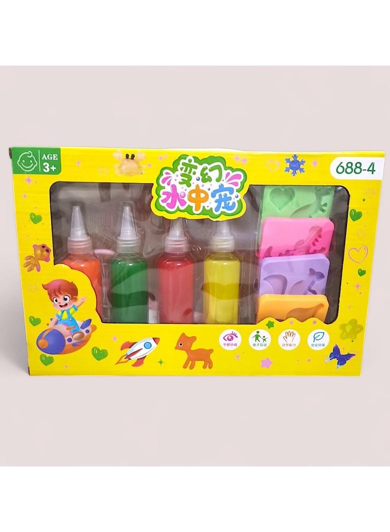 حسم مجموعة حيوانات مائية سحرية ثلاثية الابعاد من الجل السحري يمكنك صنعها بنفسك، قوالب مخلوقات بحرية ملونة، هدايا للاولاد والبنات - Image 3