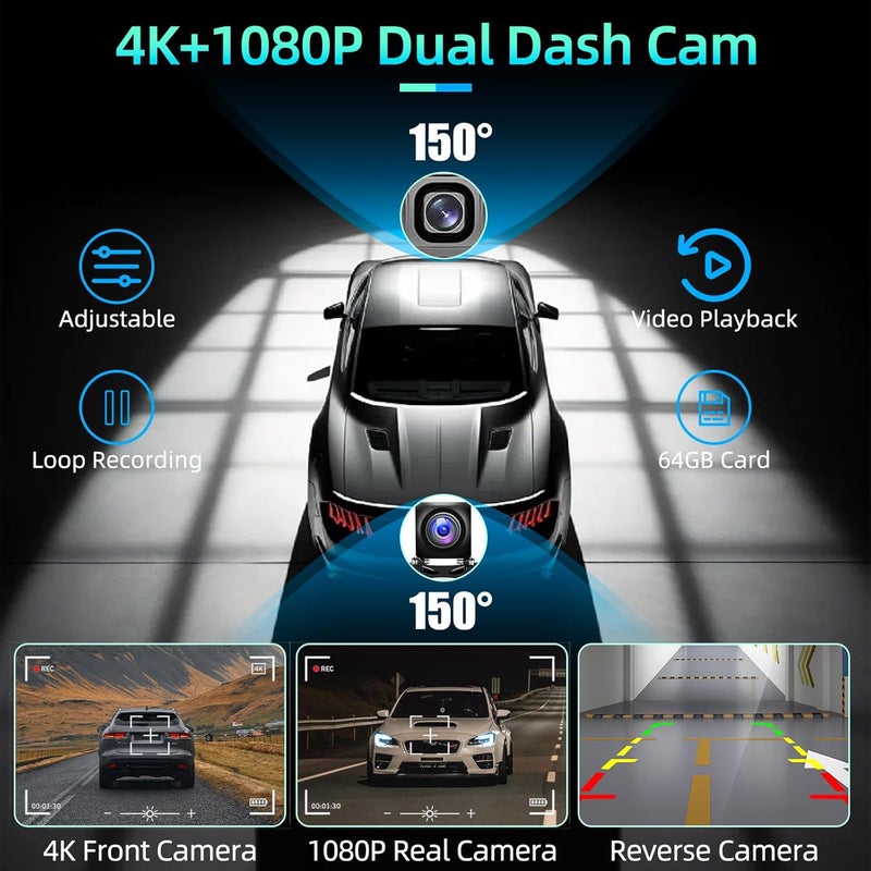 MOXYOY 10.26 Inch Car Radio with Bluetooth, 4K Front Camera, and 1080p Reversing Camera - Image 4