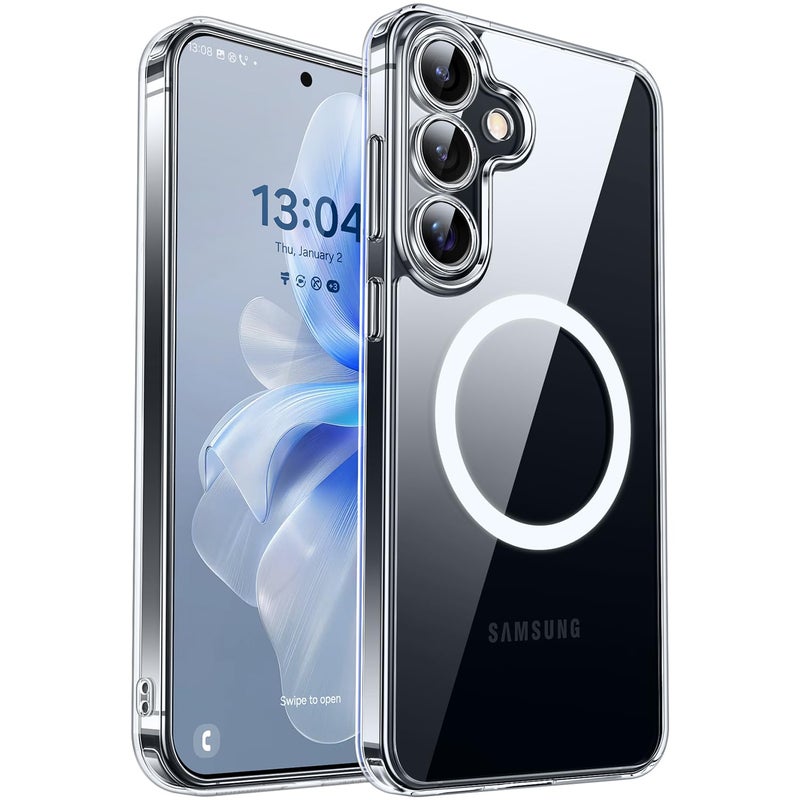 CANSHN Magnetic for Samsung Galaxy S25 Case(6.2 Inch), Upgraded [Full Camera Protection] [Compatible with Magsafe] [Translucent Matte] Shockproof Protective Phone Cover, Clear - Image 1