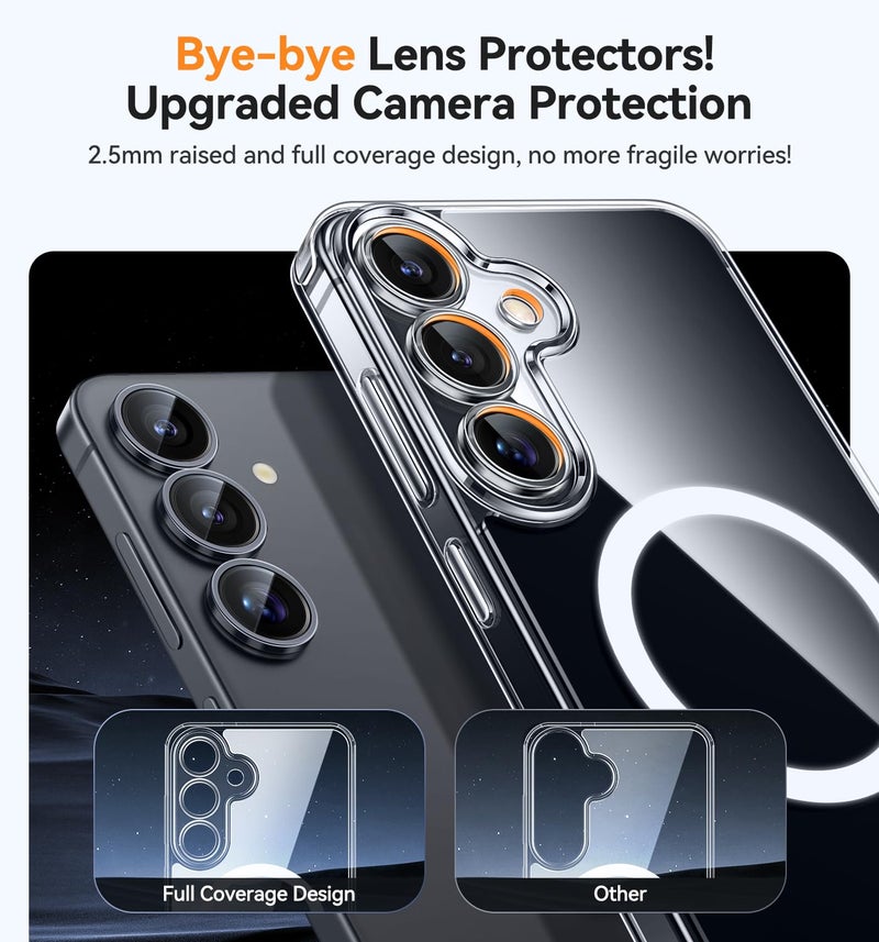 CANSHN Magnetic for Samsung Galaxy S25 Case(6.2 Inch), Upgraded [Full Camera Protection] [Compatible with Magsafe] [Translucent Matte] Shockproof Protective Phone Cover, Clear - Image 5