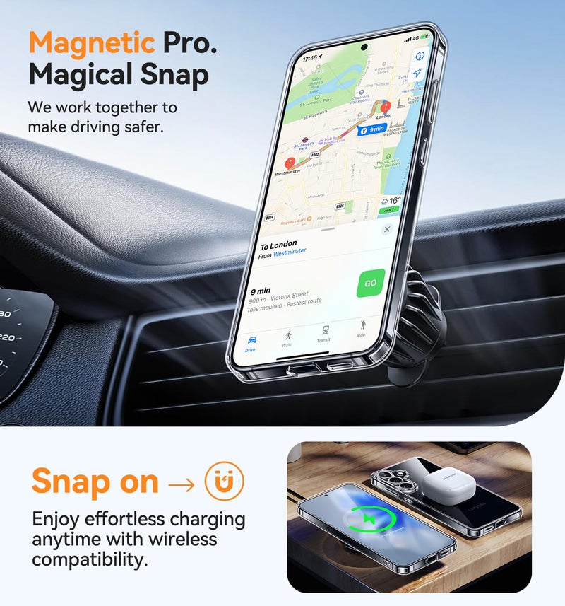 CANSHN Magnetic for Samsung Galaxy S25 Case(6.2 Inch), Upgraded [Full Camera Protection] [Compatible with Magsafe] [Translucent Matte] Shockproof Protective Phone Cover, Clear - Image 3