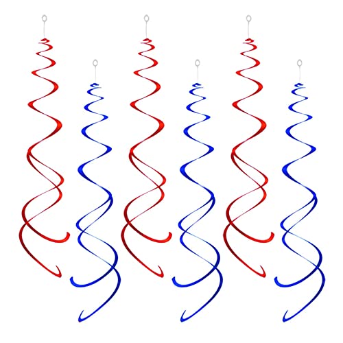 AimtoHome Party Swirl Decorations Red and Blue Foil Ceiling Hanging Swirl Decoration Whirls Decorations for Birthday  Wedding  Anniversary  Graduation Party Supplies Pack of 20