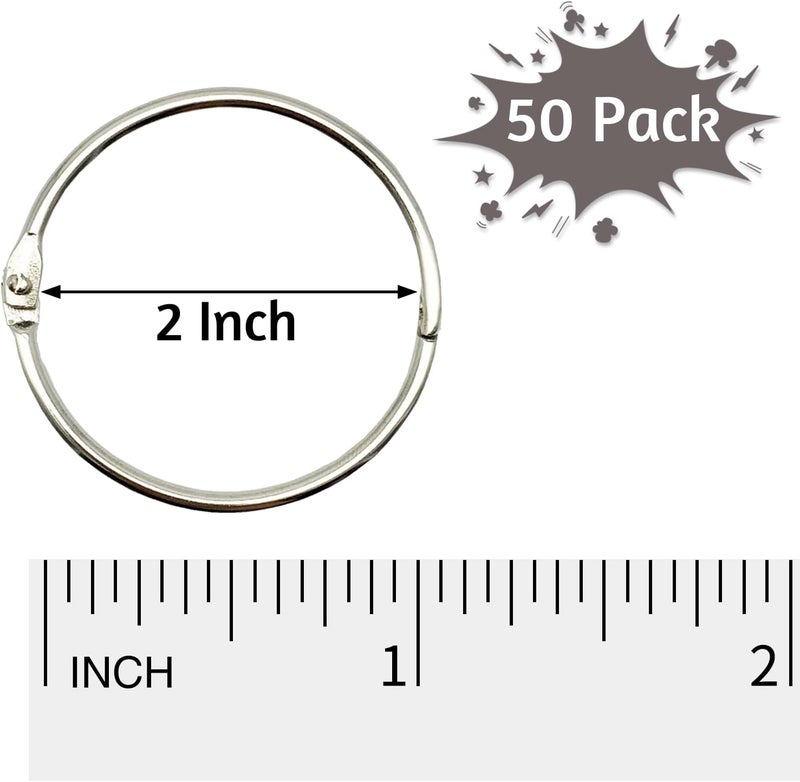 OWLKELA 2 Inch 50 Pack Loose Leaf Binder Rings, Nickel Plated Steel Binder Rings, Keychain Key Rings, Metal Rings For Index Cards, Book Ring, Ideal For School, Home, Or Office - Image 2