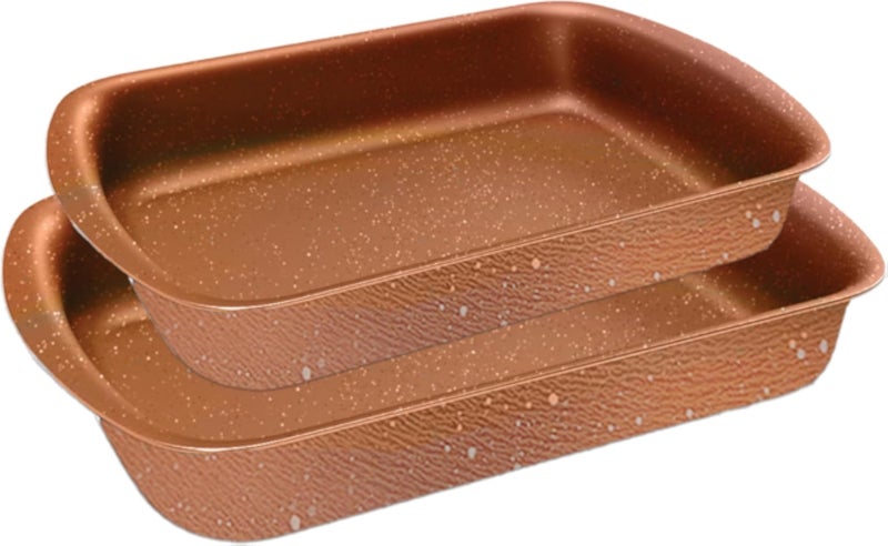 Trueval 2-Piece Tagine Set (sizes 25 cm and 35 cm) in a copper color with white speckles