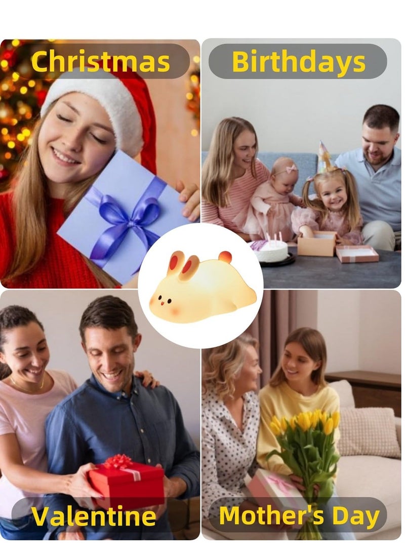 JAJEEK Big Face Rabbit Night Light – Cute Rabbit LED Night Light for Kids, Silicone Sponge Bunny Lamp, Rechargeable Night Light for Nursery, Breastfeeding, Bedroom & Living Room - Image 2