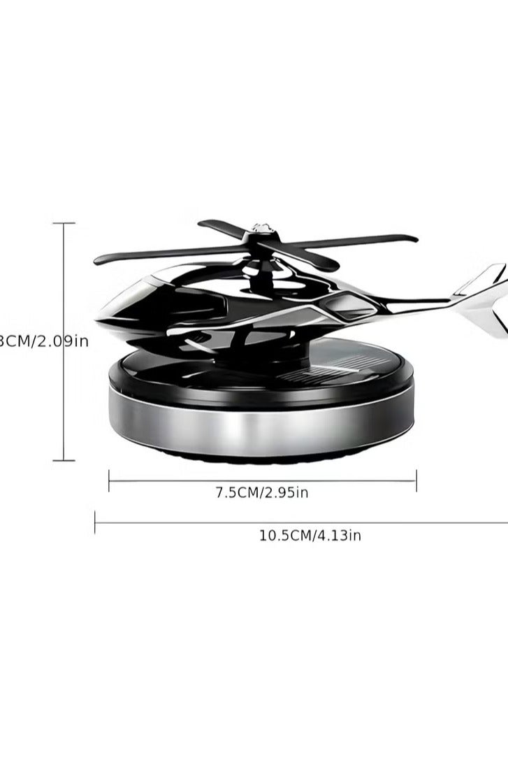 إكسسوارات السيارة الداخلية - معطر جو دوار يعمل بالطاقة الشمسية على شكل مروحية للسيارة والمنزل، معطر جو من سبائك الطيران الفضي، معطر للسيارة - Image 3