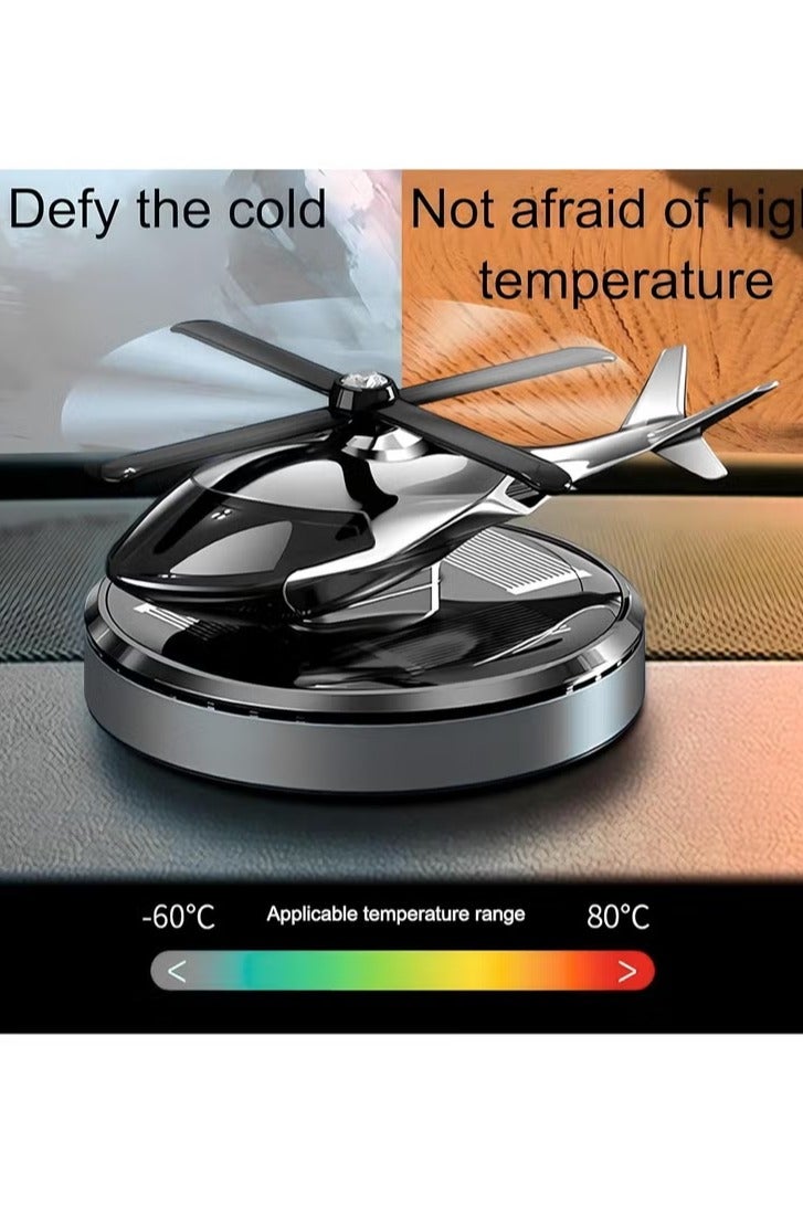 إكسسوارات السيارة الداخلية - معطر جو دوار يعمل بالطاقة الشمسية على شكل مروحية للسيارة والمنزل، معطر جو من سبائك الطيران الفضي، معطر للسيارة - Image 1