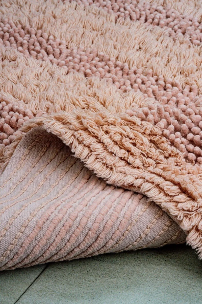 بلونيتي Luxury Softy Natural Cotton 2-Piece Bath Mat Set 60X100+50X60 - Powder