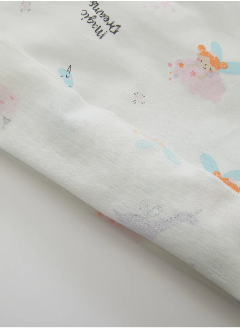 DeFacto Printed Long Sleeve Top And Bottom Cotton Pajama Set