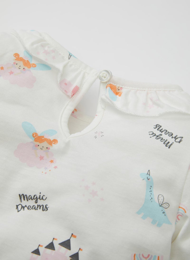 DeFacto Printed Long Sleeve Top And Bottom Cotton Pajama Set - Image 5
