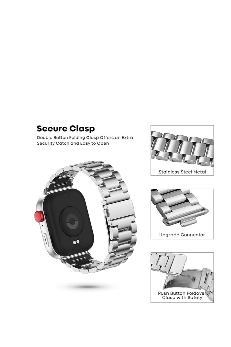 MHM Compatible with Huawei Watch Fit 4 Pro  (2025), Adjustable Stainless Steel Replacement Metal Watch Band Classic Style Practical silver - Image 2