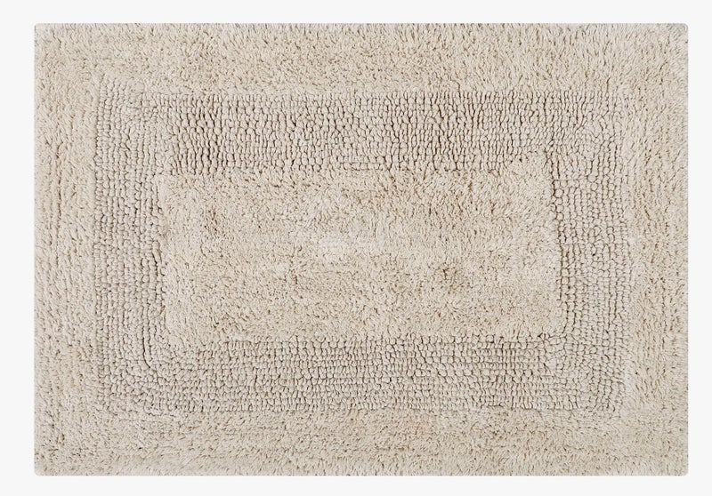 KEMA Soft 100% Cotton Linen Bath Mat 17""x24"" - Regular Use Rectangular Spa Mat Rug Plush Water Absorbent  Decorative Border for Bathroom Vanity  Bathtub/Shower - Machine Washable - 1 Pack - Image 3