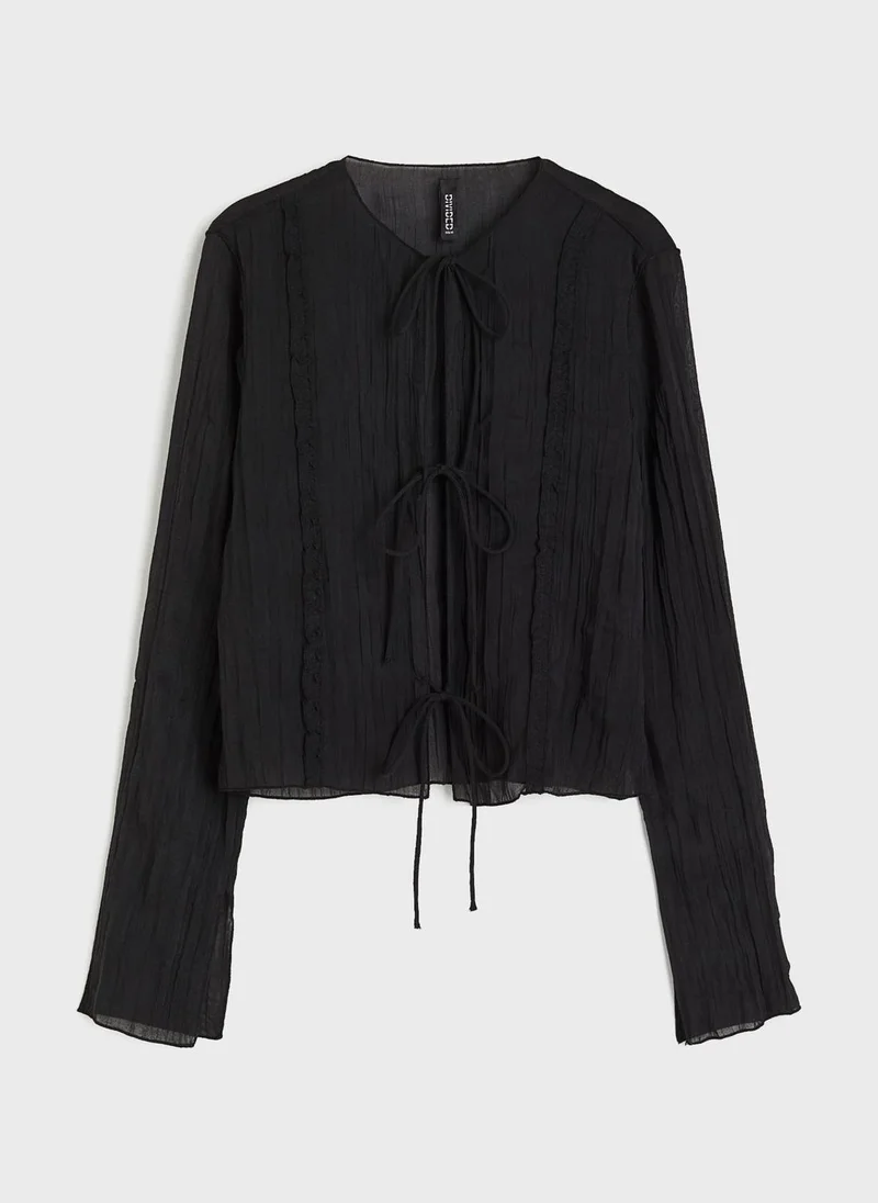 H&M Frill Tie Front Top