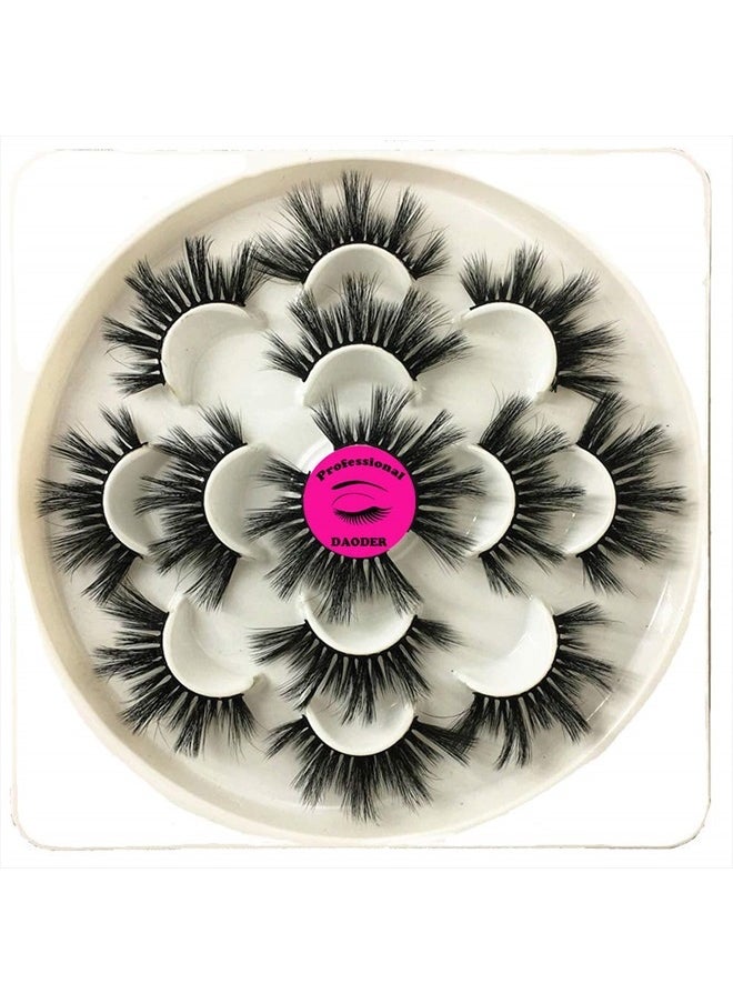 DAODER Lashes False Eyelashes 20MM Dramatic Look Faux Mink Wispy Long Fake Eye Lashes Pack for Women Daily Makeup 7 Pairs (6D 25mm Lashes)  - Image 1