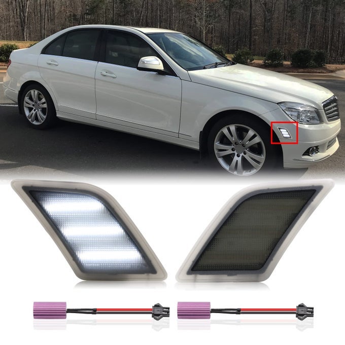 Led Front Side Marker Light Replacement For W204 C250 C300 C350 20082011 C63 Amg 20082013 Sl65 Amg 20052007 White Side Parking Position Lamps Replace Oe A204820022 A2048200121