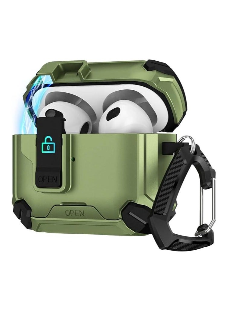 Compatible with AirPods 4th Generation Case Cover, Compatible with, Magnetic Automatic Lock, Charging Port Dust-Proof & Stand Design  AirPods 4 Case 2024 (Oli/Black)