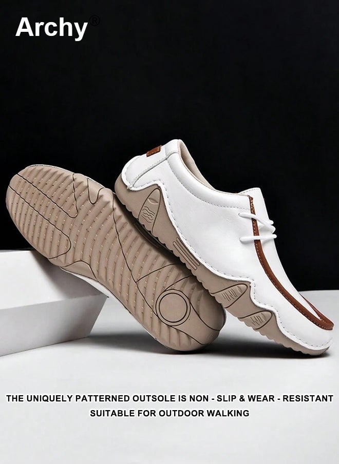 Archy Men's Casual Lace-Up Shoes - Lightweight Leather Sneakers with Non-Slip Sole, Comfortable Daily Wear for Walking & Outdoor Activities - Image 5