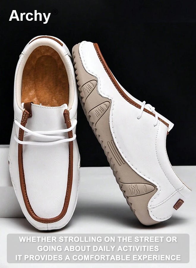 Archy Men's Casual Lace-Up Shoes - Lightweight Leather Sneakers with Non-Slip Sole, Comfortable Daily Wear for Walking & Outdoor Activities - Image 4