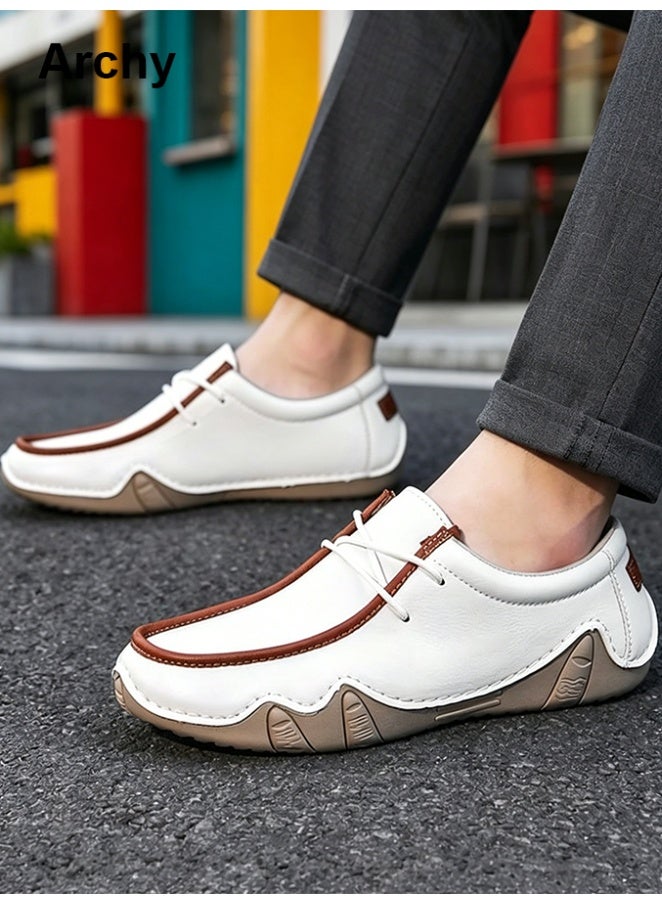 Archy Men's Casual Lace-Up Shoes - Lightweight Leather Sneakers with Non-Slip Sole, Comfortable Daily Wear for Walking & Outdoor Activities - Image 2