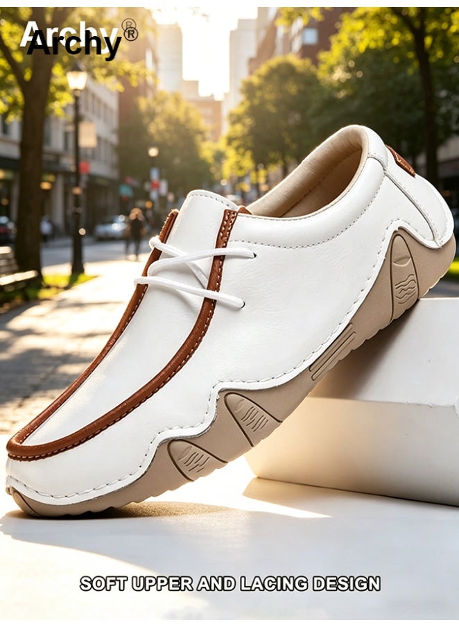 Archy Men's Casual Lace-Up Shoes - Lightweight Leather Sneakers with Non-Slip Sole, Comfortable Daily Wear for Walking & Outdoor Activities - Image 1