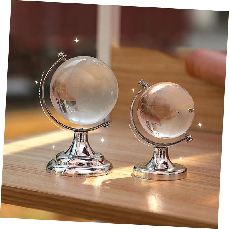 Rotating Crystal Globe Earth Map Desktop Decor for Home Office Study - Image 3