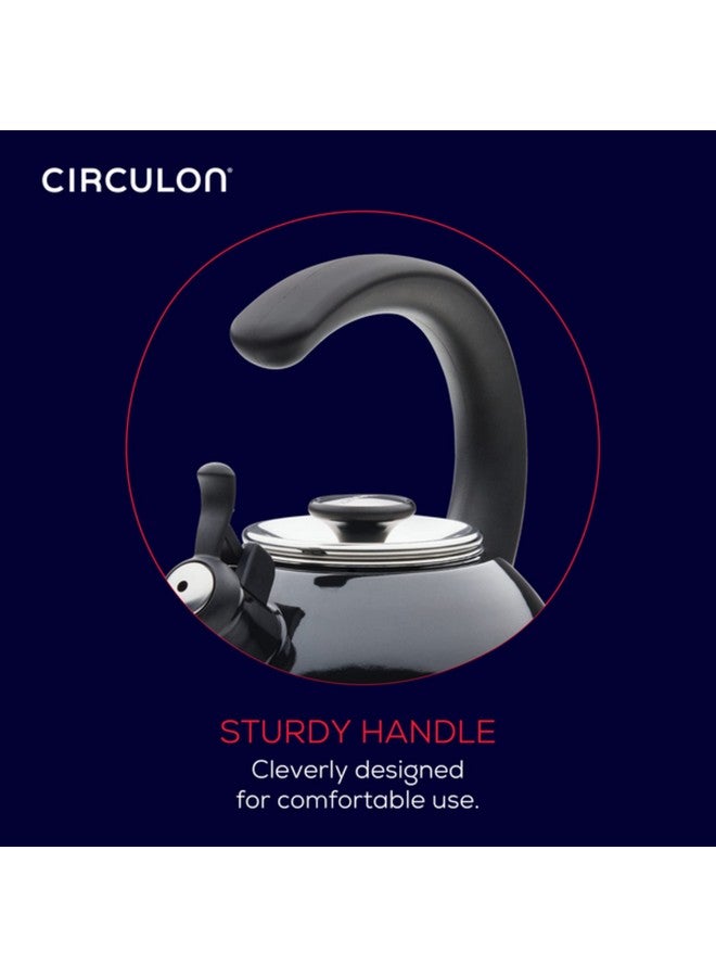 Circulon Enamel On Steel Whistling Tea Kettle | Hot Water Kettle with Heat-Resistant Phenolic Grip, 1.9 Liters | Gas stovetop and Induction Compatible, Black - Image 5