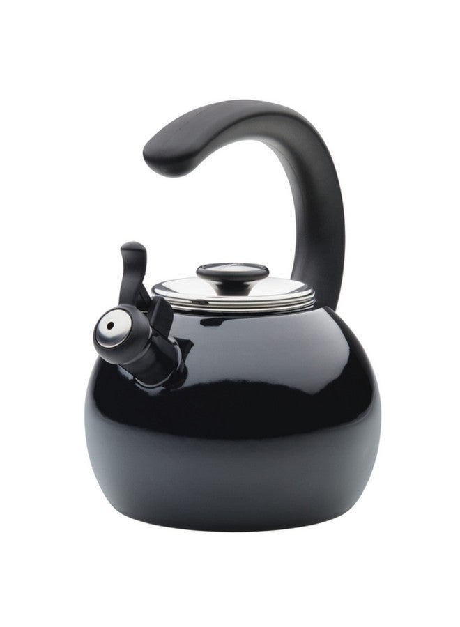 Circulon Enamel On Steel Whistling Tea Kettle | Hot Water Kettle with Heat-Resistant Phenolic Grip, 1.9 Liters | Gas stovetop and Induction Compatible, Black - Image 1