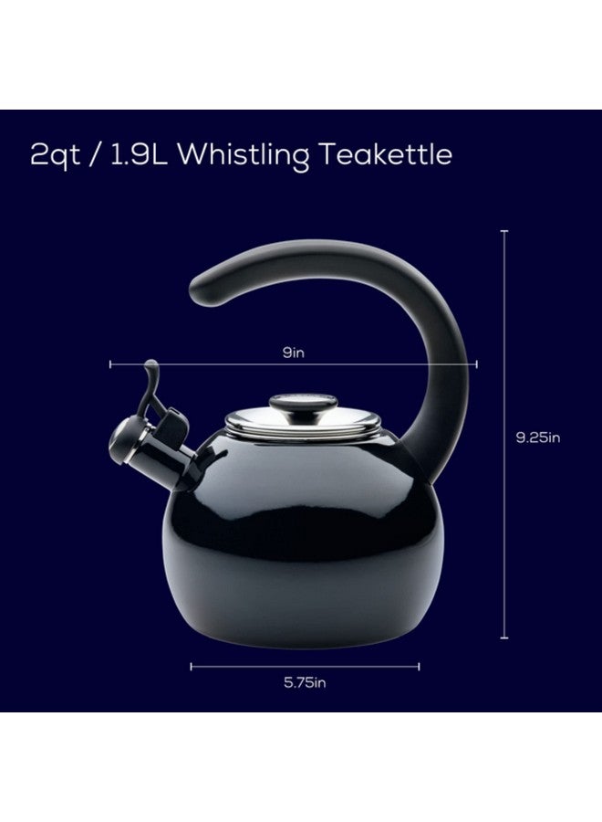 Circulon Enamel On Steel Whistling Tea Kettle | Hot Water Kettle with Heat-Resistant Phenolic Grip, 1.9 Liters | Gas stovetop and Induction Compatible, Black - Image 2
