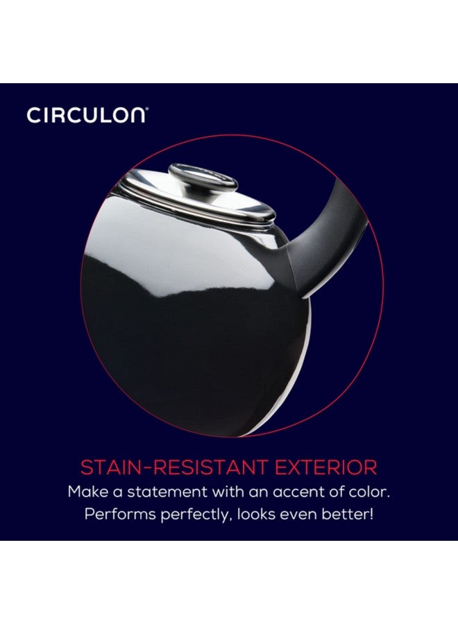Circulon Enamel On Steel Whistling Tea Kettle | Hot Water Kettle with Heat-Resistant Phenolic Grip, 1.9 Liters | Gas stovetop and Induction Compatible, Black - Image 4
