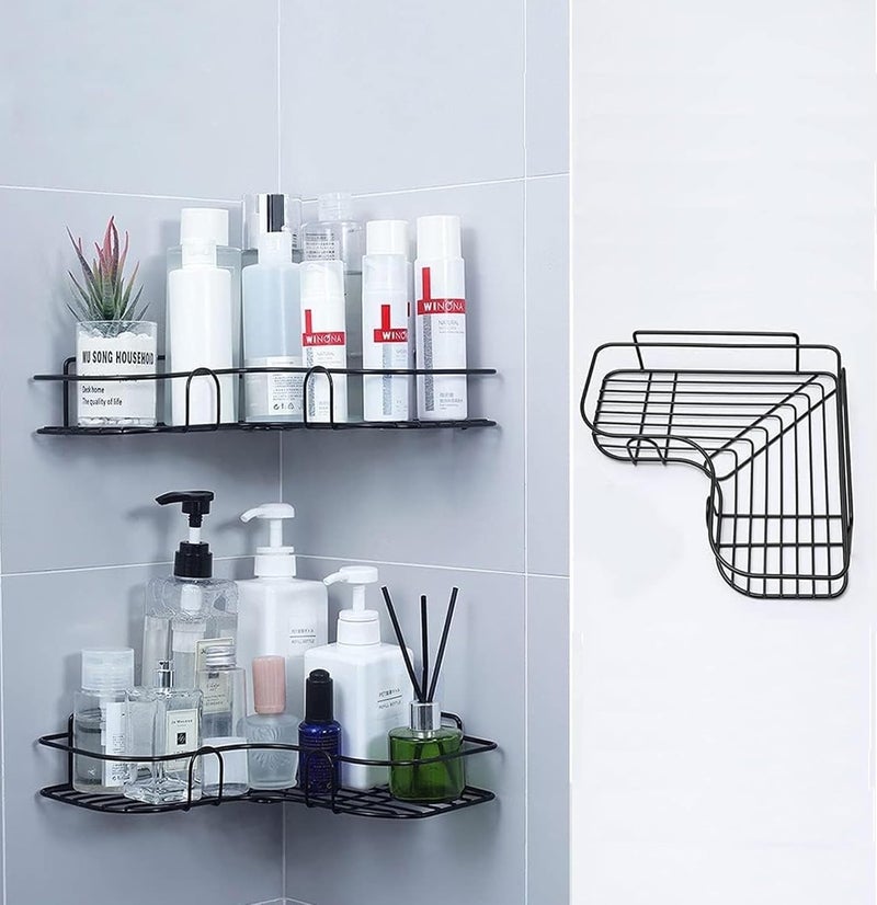 Corner Shelf, Black Bathroom Shelf, No Drilling Required Secure Hold by Adhesive Pad for Your Bathroom, Kitchen and Toilet  - Image 3
