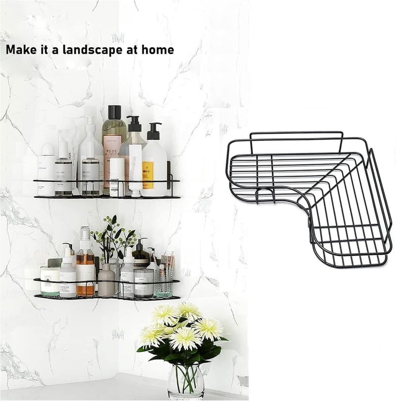 Corner Shelf, Black Bathroom Shelf, No Drilling Required Secure Hold by Adhesive Pad for Your Bathroom, Kitchen and Toilet  - Image 4