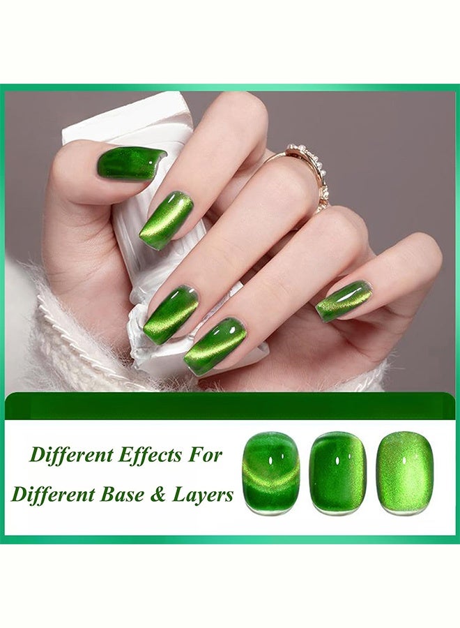 MISS Green Cat Eye Gel Polish, UV/LED Soak-Off Magnetic Nail Polish with Holographic Glitter, Long-Lasting Salon-Quality Nail Art, 7.5ml（003# Green） - Image 3