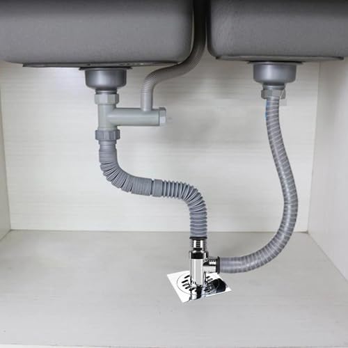 Rasikvar Anti Overflow Water Floor Drain with Easy Connector for Washing Machine Outlet Pipe, Deodorant Joint Elbow for Pipe - Silver (T-Model with Outer Ring) - Image 2