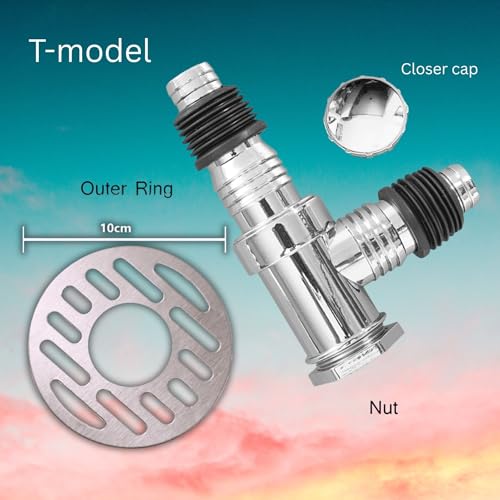 Rasikvar Anti Overflow Water Floor Drain with Easy Connector for Washing Machine Outlet Pipe, Deodorant Joint Elbow for Pipe - Silver (T-Model with Outer Ring) - Image 4