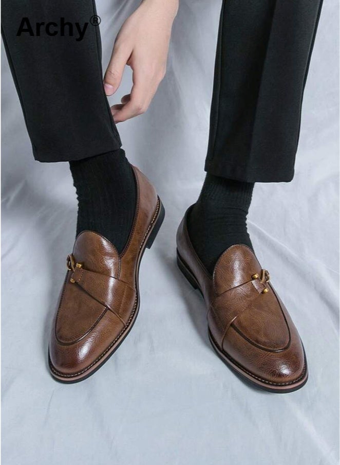 Archy Men's Leather Shoes - Business Formal Slip-Ons | Trendy Low-Cut, No-Tie Design for Office & Casual Wear Spring/Summer - Image 5