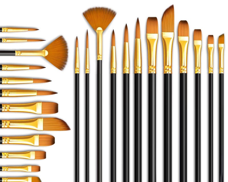 Haristar Handmade Professional Artist Painting Brush Set for Acrylic, Watercolor, & Gouache Painting with Brush Holder - Cruelty-Free (12 Assorted Brushes),(Matte Black) - Image 4
