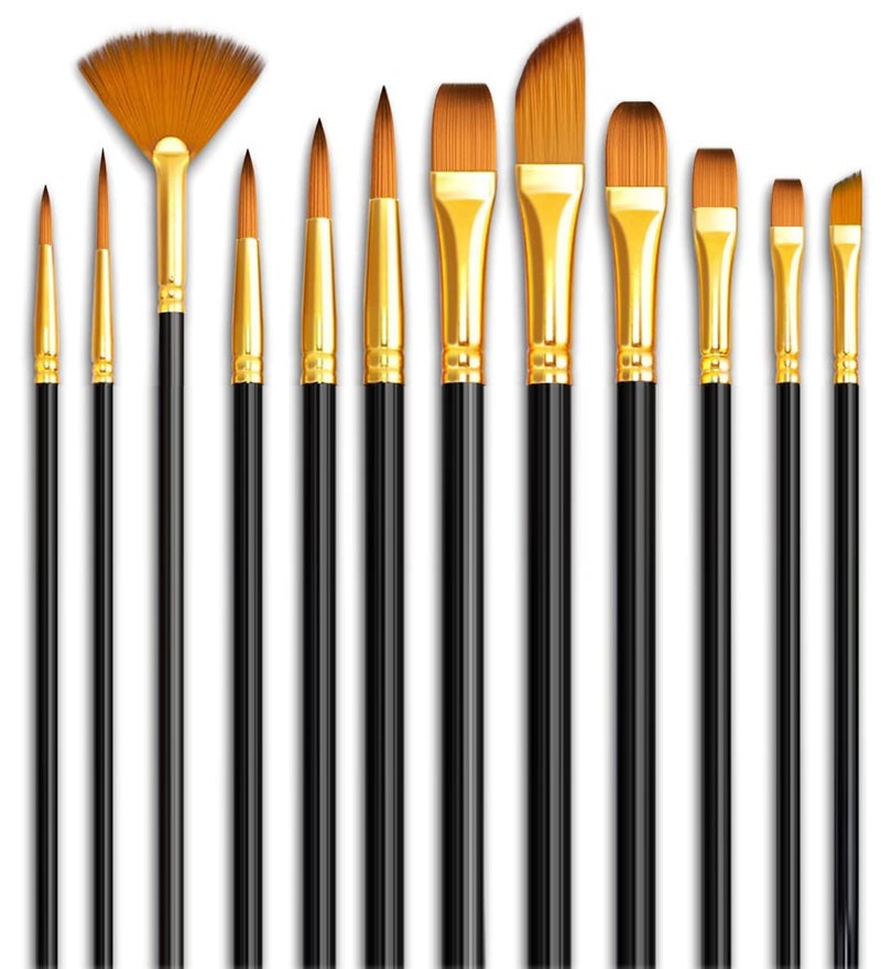 Haristar Handmade Professional Artist Painting Brush Set for Acrylic, Watercolor, & Gouache Painting with Brush Holder - Cruelty-Free (12 Assorted Brushes),(Matte Black) - Image 3