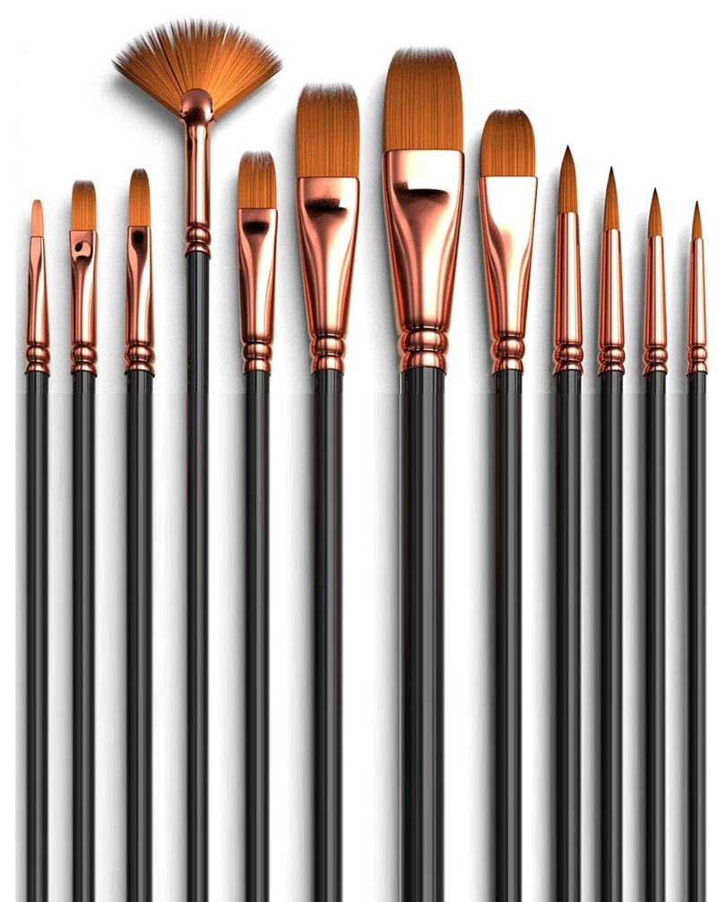 Haristar Handmade Professional Artist Painting Brush Set for Acrylic, Watercolor, & Gouache Painting with Brush Holder - Cruelty-Free (12 Assorted Brushes),(Matte Black) - Image 5