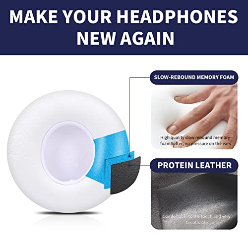 Damex Updated Thickened Solo Wireless 2/3 Replacement Ear Pads,earpads for Beats Solo 2/3 Wireless Headphone (White) - Image 3