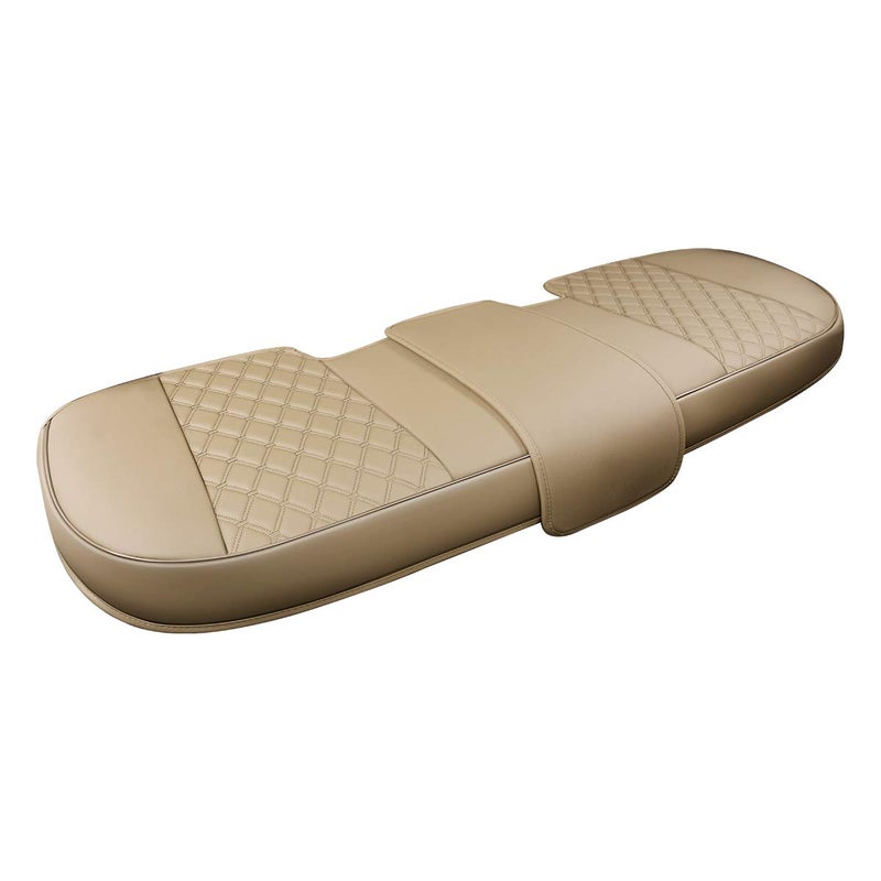 Black Panther Luxury PU Leather Rear Car Seat Cover, Compatible with Most Vehicles with 5 Seats, Adjustable Length 49-55'', Diamond Pattern Embroidery (Beige) - Image 1