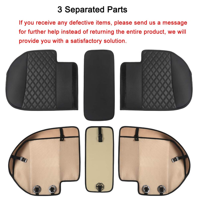 Black Panther Luxury PU Leather Rear Car Seat Cover, Compatible with Most Vehicles with 5 Seats, Adjustable Length 49-55'', Diamond Pattern Embroidery (Beige) - Image 4