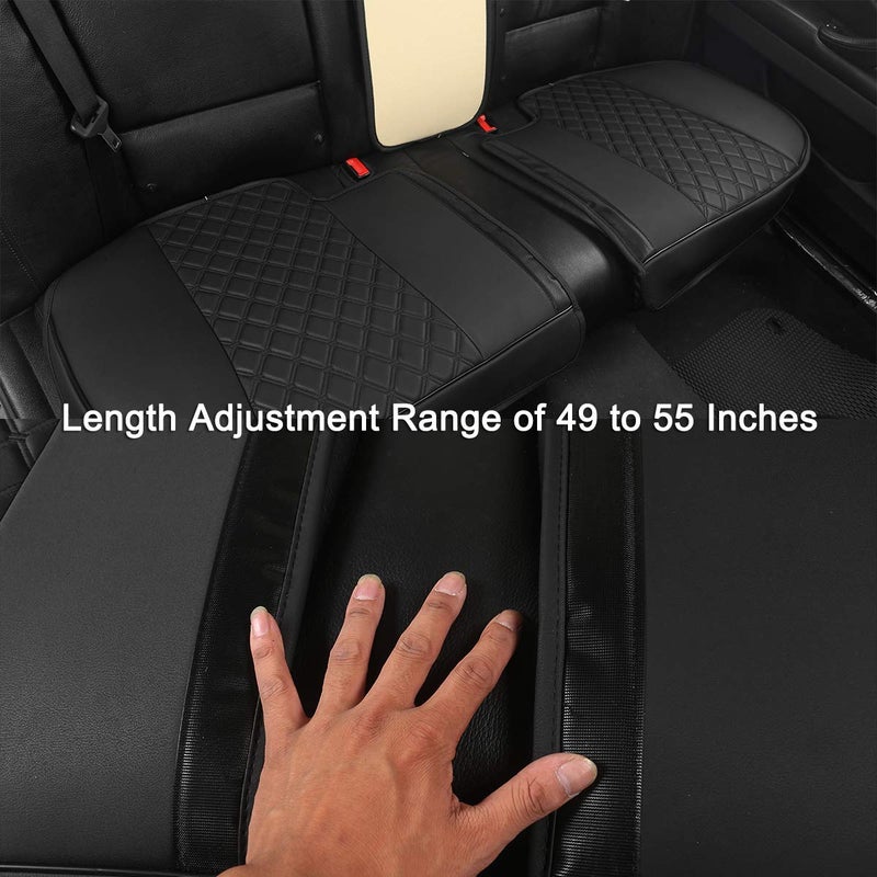 Black Panther Luxury PU Leather Rear Car Seat Cover, Compatible with Most Vehicles with 5 Seats, Adjustable Length 49-55'', Diamond Pattern Embroidery (Beige) - Image 5