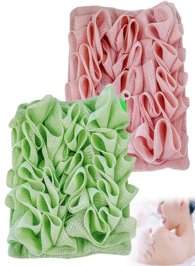 QIYUDA 2pcs Loofah Cloth for Bar Soap, Loofah Washcloth Pink and Green Shower Ball 2-in-1 - Image 1