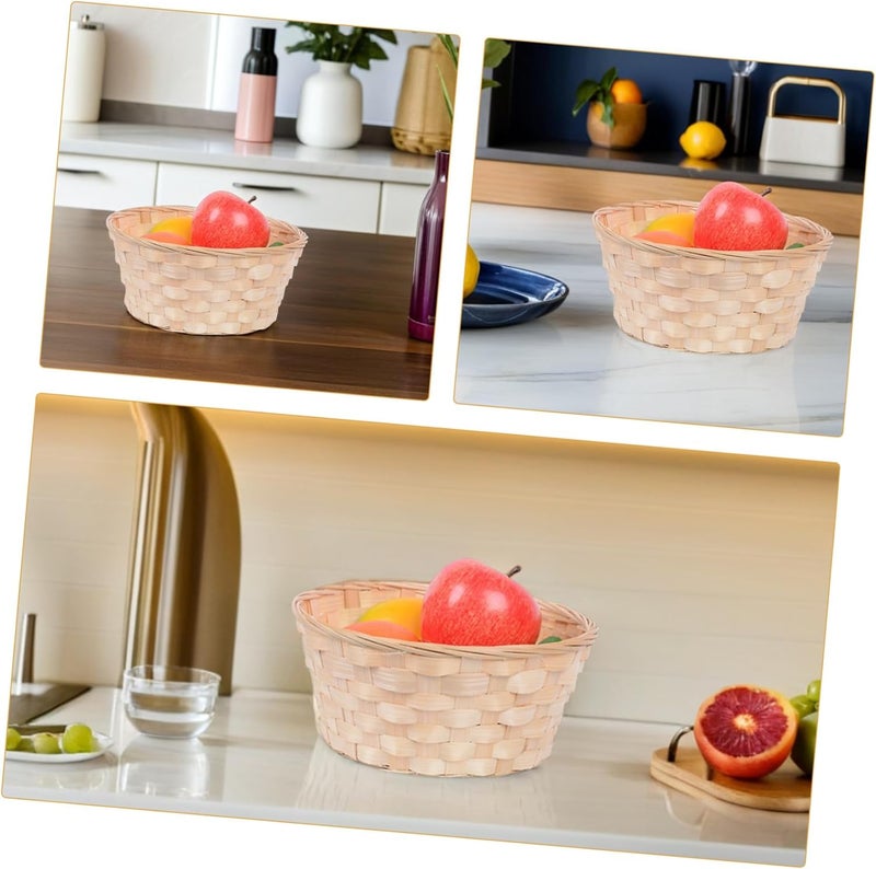 3pcs Woven Storage Baskets round Fruit Containers Handcrafted Weaving Holders for Kitchen Organization and Fruit Display Diameter 18cm Height 7cm - Image 5