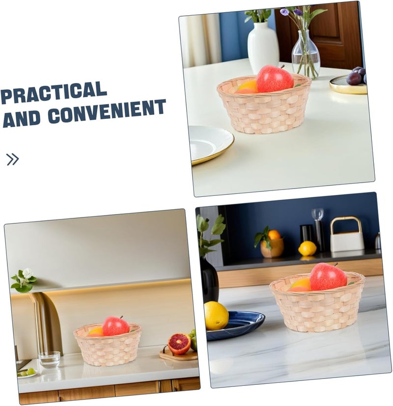 3pcs Woven Storage Baskets round Fruit Containers Handcrafted Weaving Holders for Kitchen Organization and Fruit Display Diameter 18cm Height 7cm - Image 3